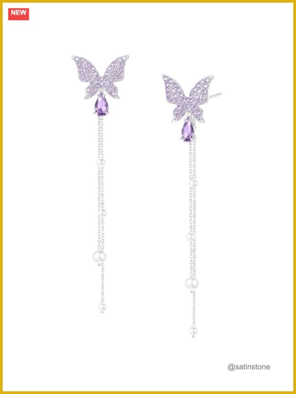 Butterfly Dangle Drop Earrings Sparkle Fairy Kinetic Motion Jewelry Gift